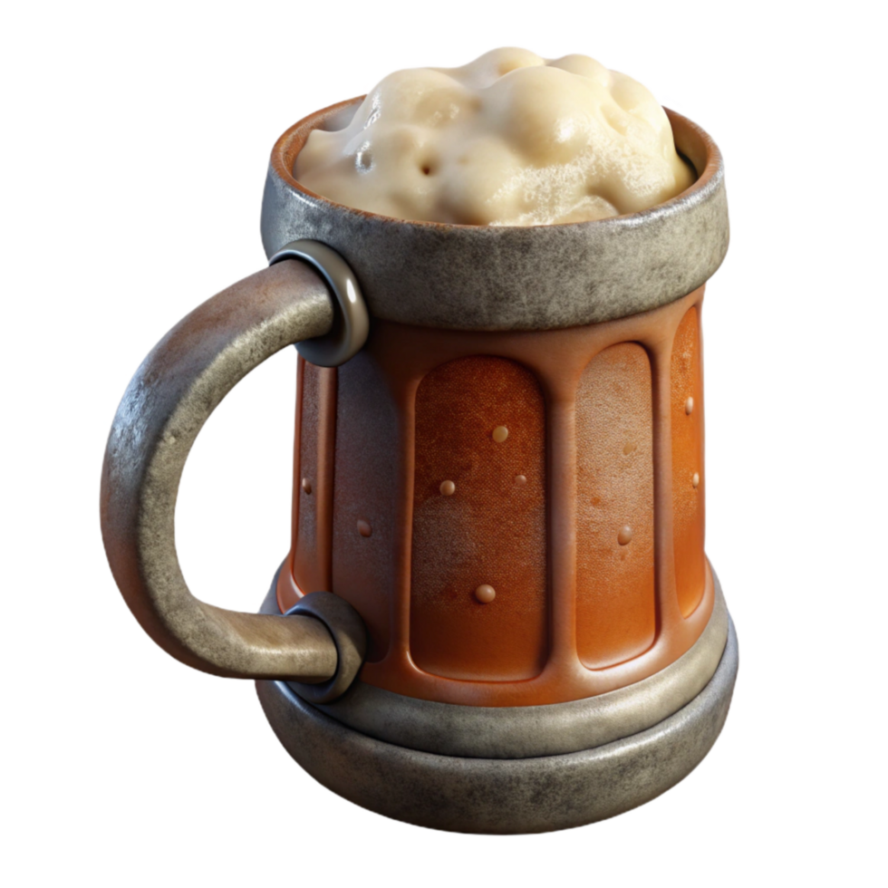vibrant abstract Beer Mug with Foam Frothy Transparent 4K png