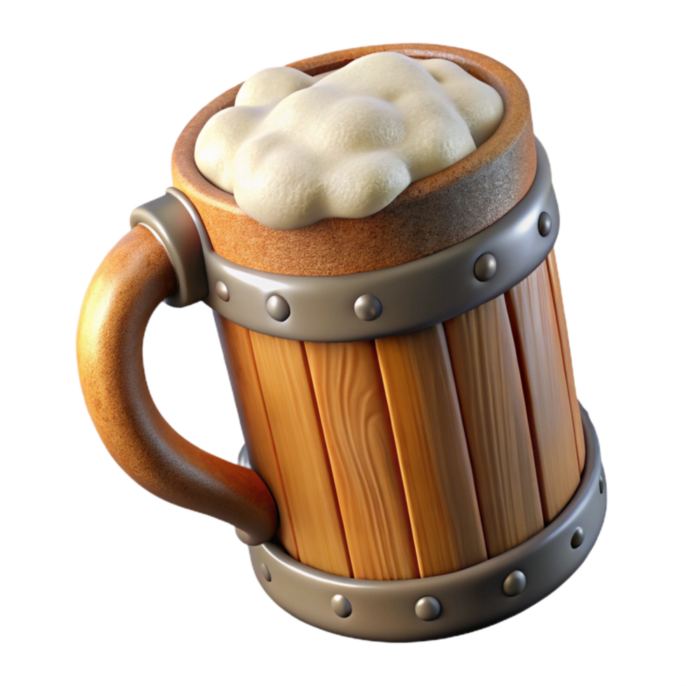 wonderful minimalist Beer Mug with Foam Frothy Transparent high resolution png