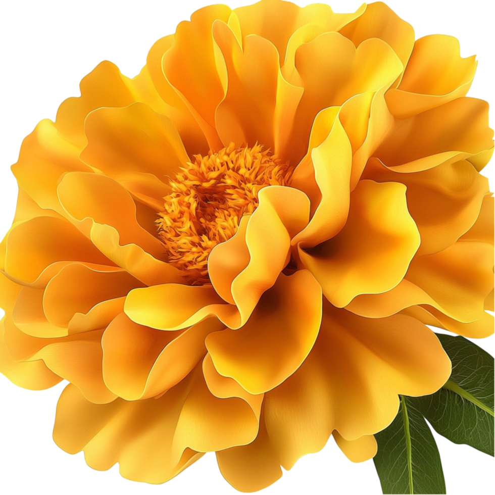 Vibrant yellow marigold flower with lush petals in full bloom png
