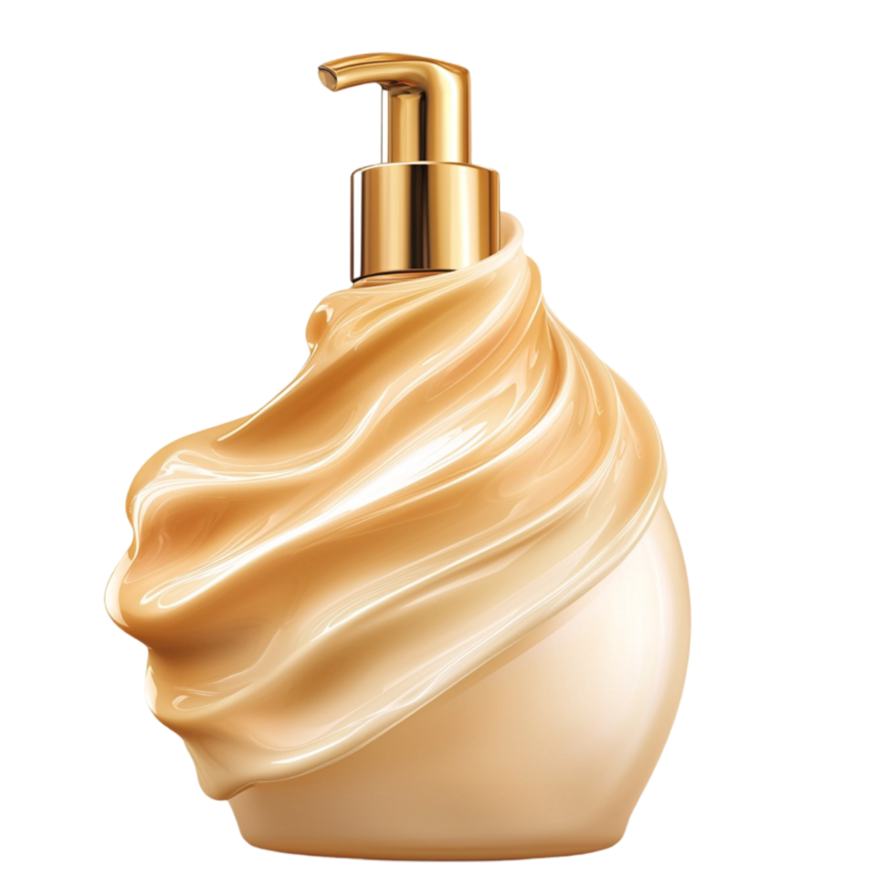 golden lotion dispenser swirls with a creamy texture png