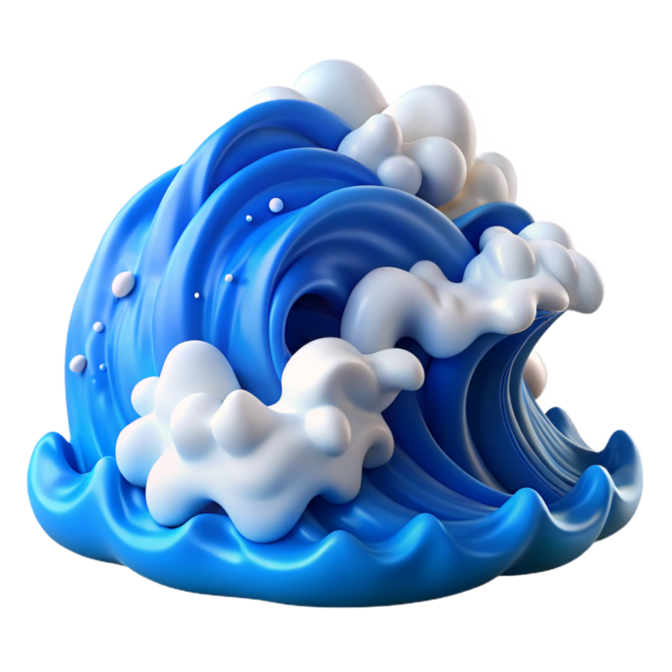 dramatic abstract Blue Ocean Waves with White Foam Cutout detailed png