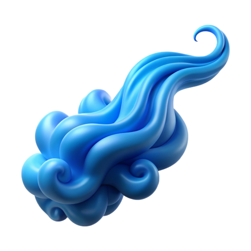 serene creative Blue Smoke Trail with Wispy Texture Cutout high quality png