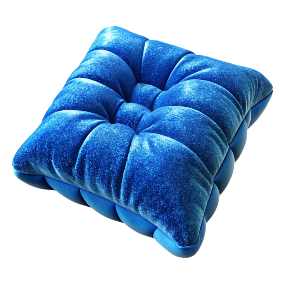 impressive minimalist Blue Velvet Cushion Plush Texture Transparent Background high resolution png