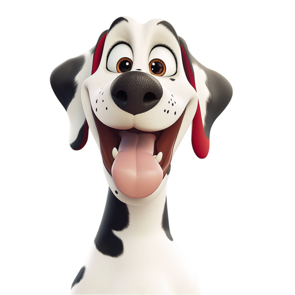 Cheerful lmatian dog has a wide smile and eyes png