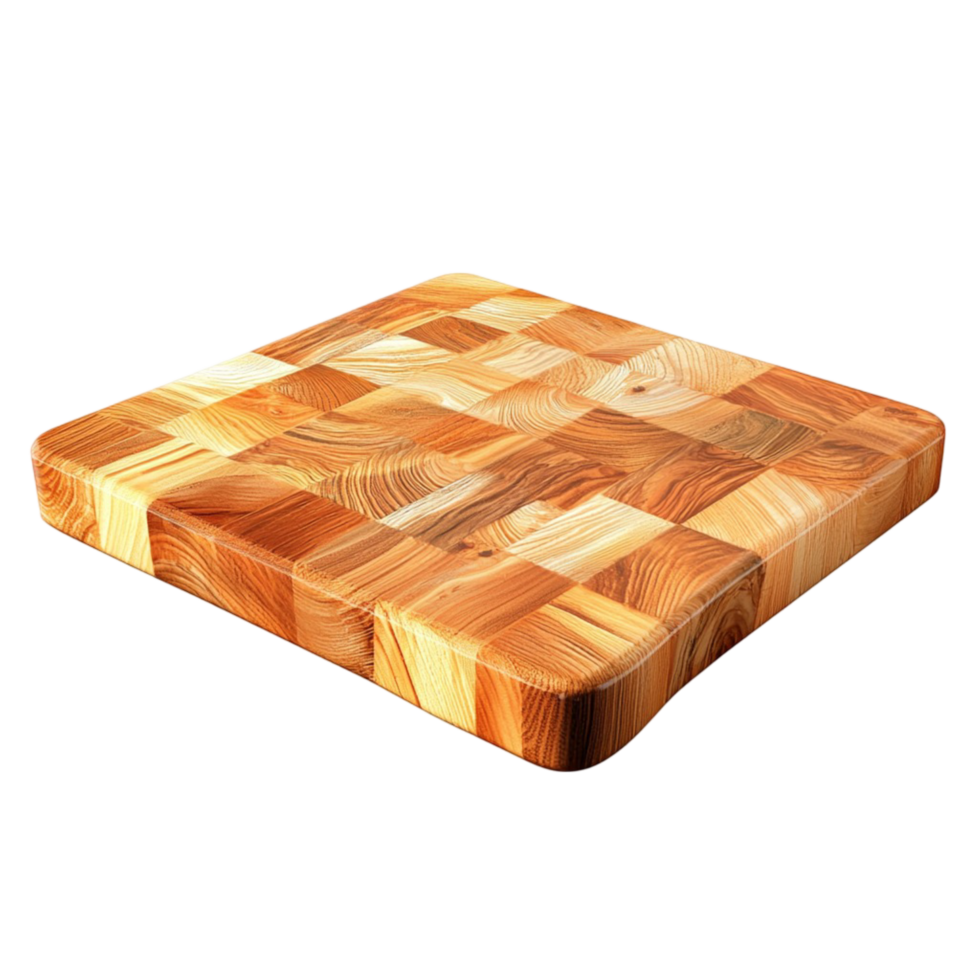 Wooden cutting board is with a beautiful checkered pattern png