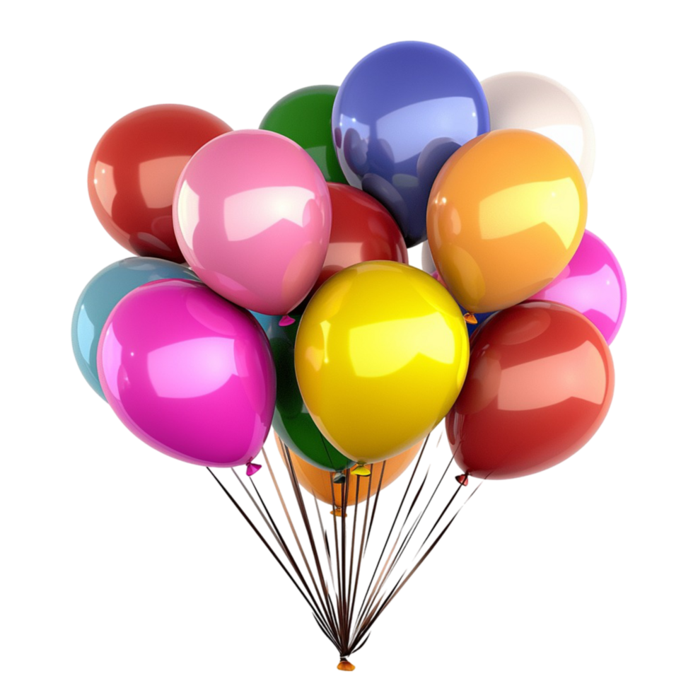 Colorful balloons float together in a cheerful bunch png