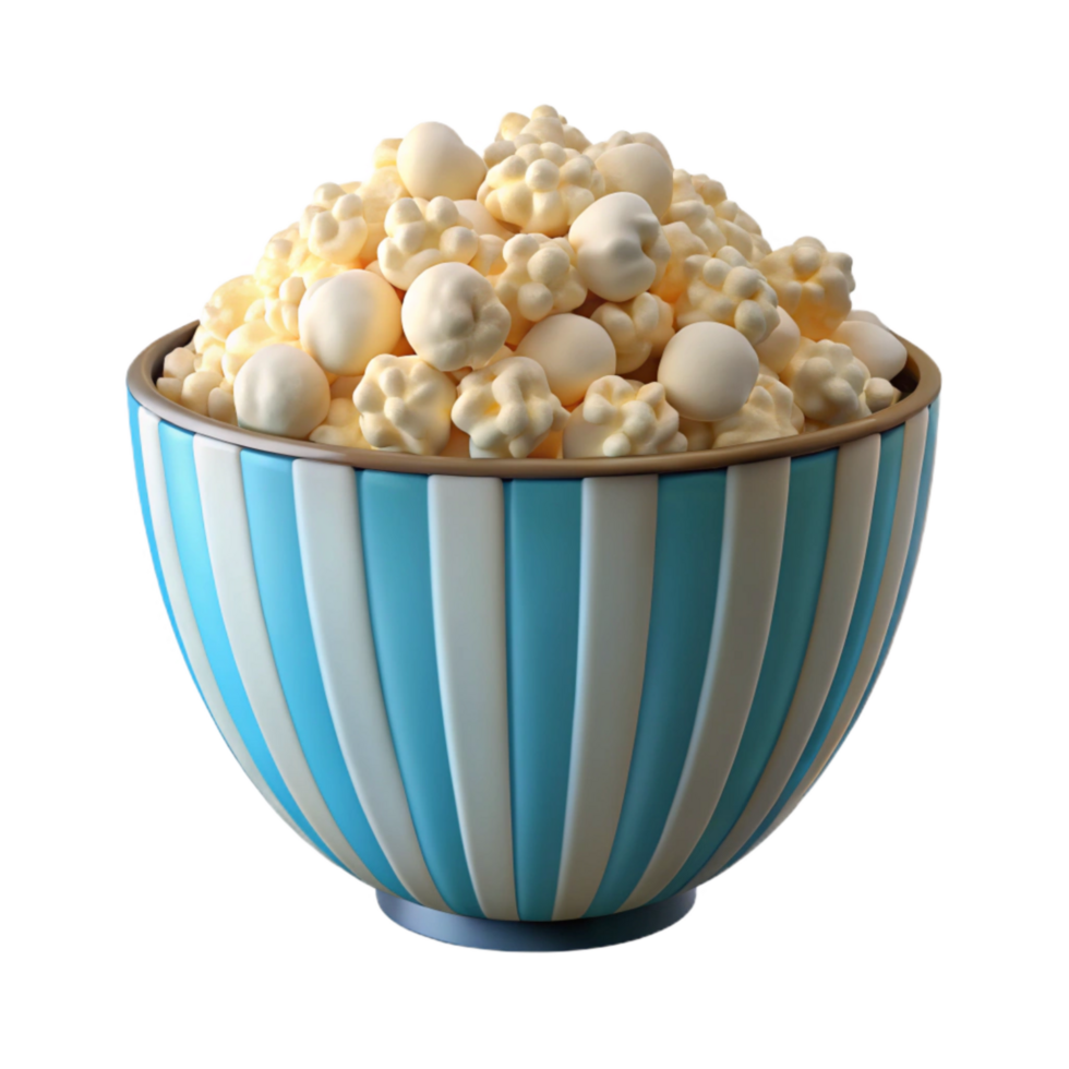 elegant vintage Bowl of Popcorn Cutout Transparent Background 4K png