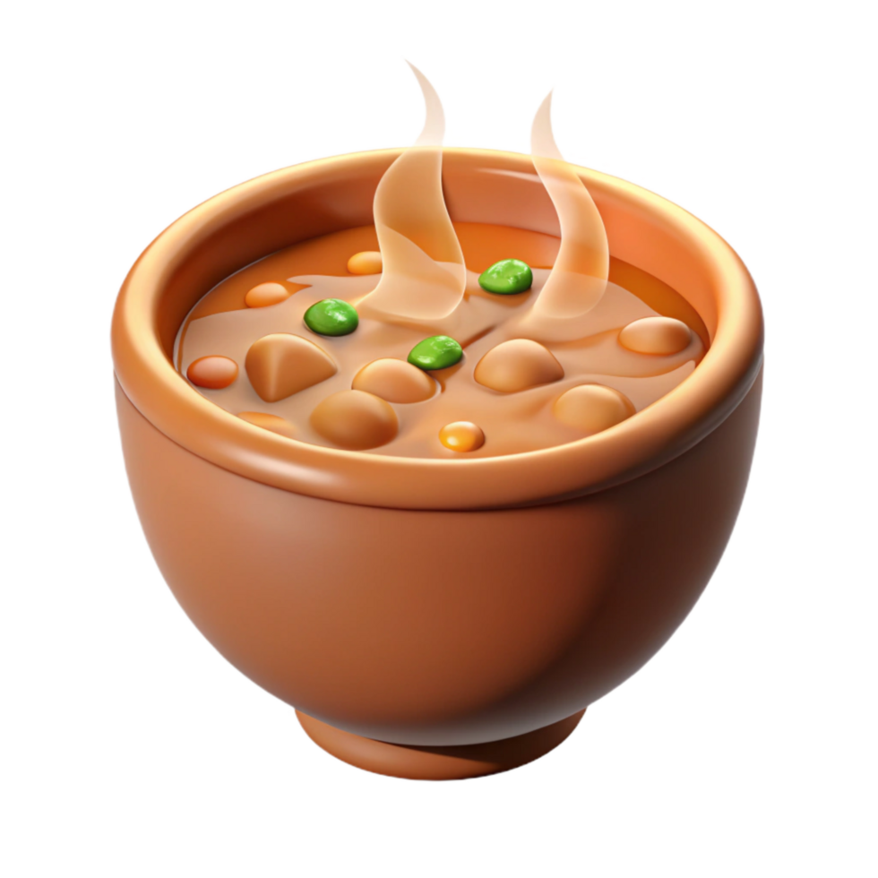 serene abstract Bowl of Soup Cutout with Steam 4K png