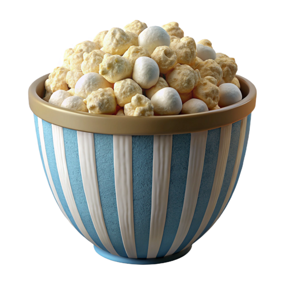 beautiful creative Bowl of Popcorn Cutout Transparent Background premium png