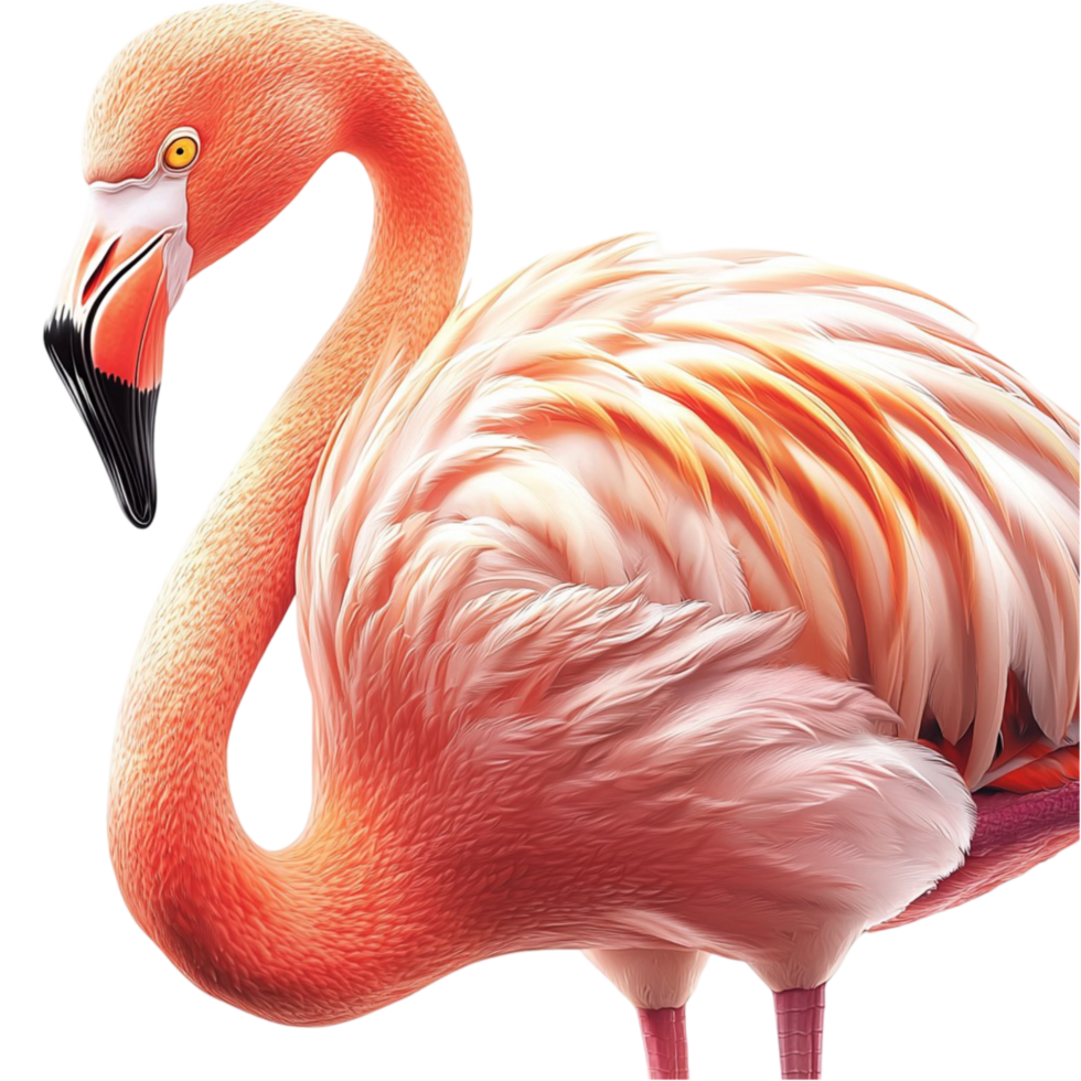 Graceful pink flamingo stands tall with its curved neck png