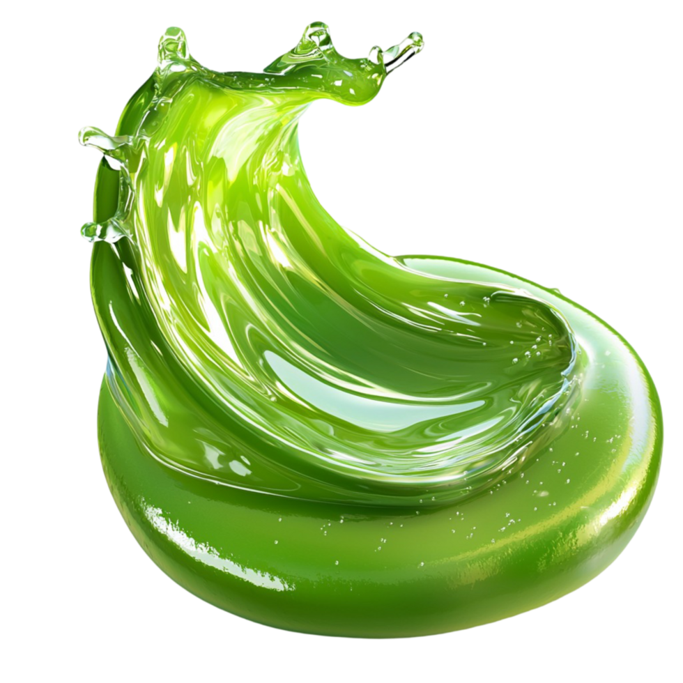 green gel swirls in a mesmerizing and glossy motion png