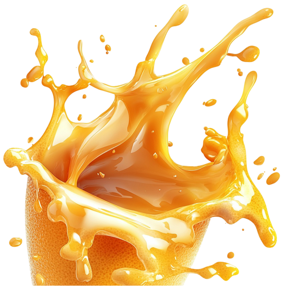 Splash of golden caramel creates a dynamic motion png