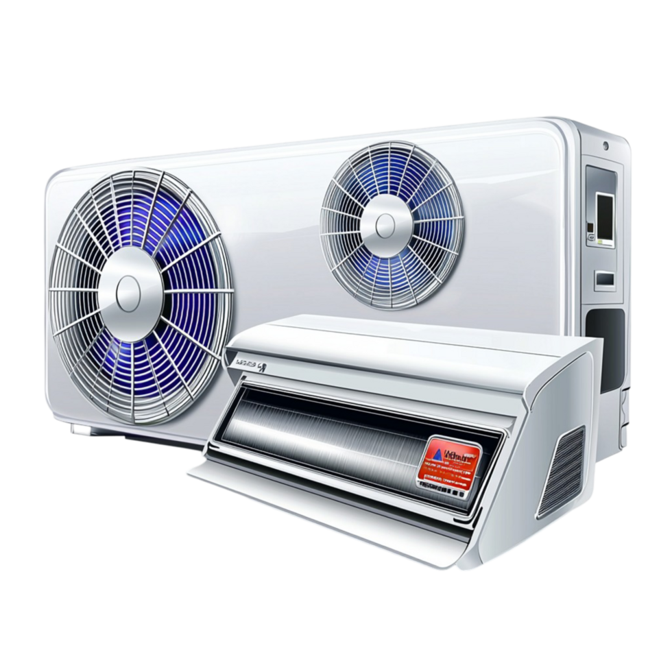 Powerful dual fan air conditioner is designed for maximum cooling png
