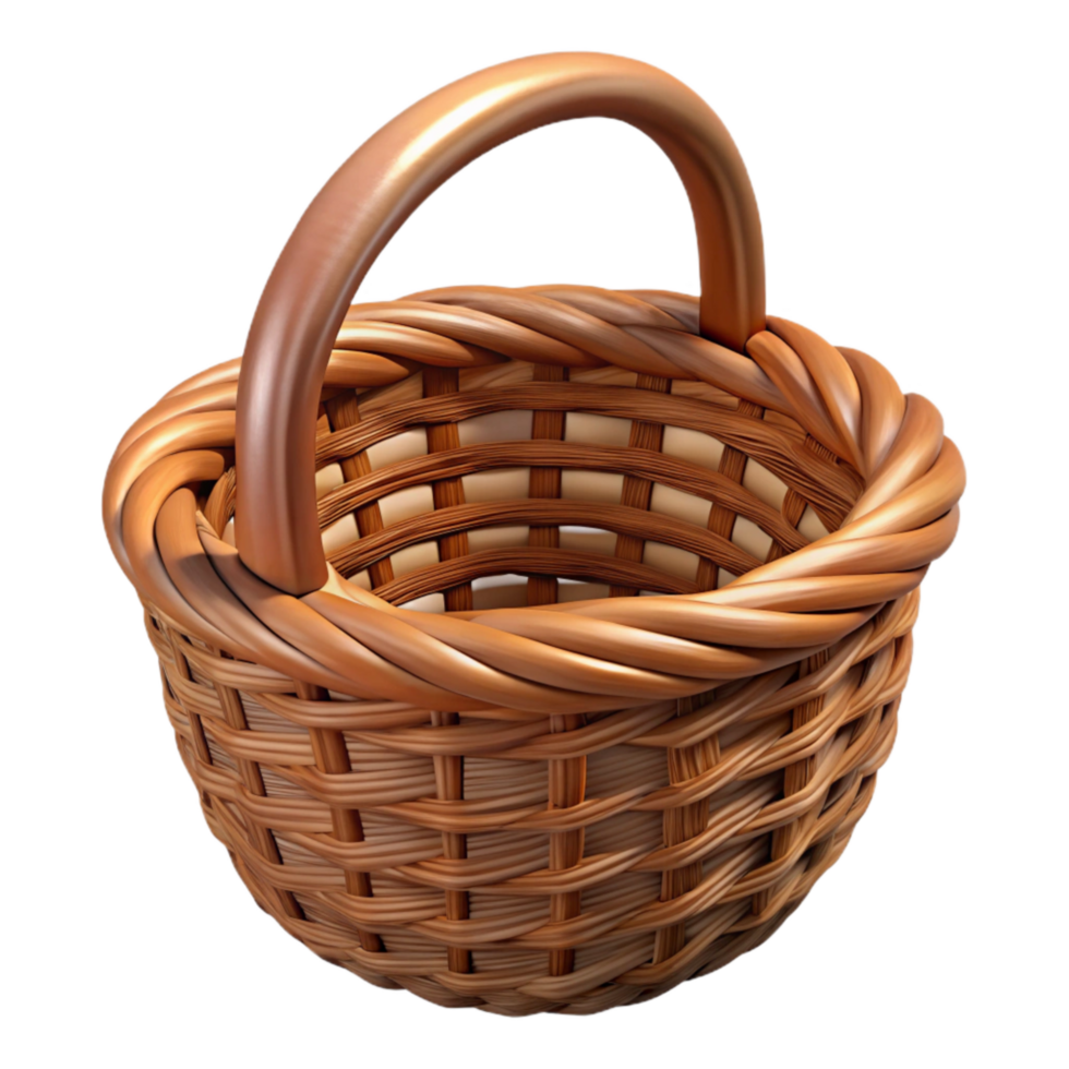 impressive creative Brown Wicker Basket Top View Cutout detailed png