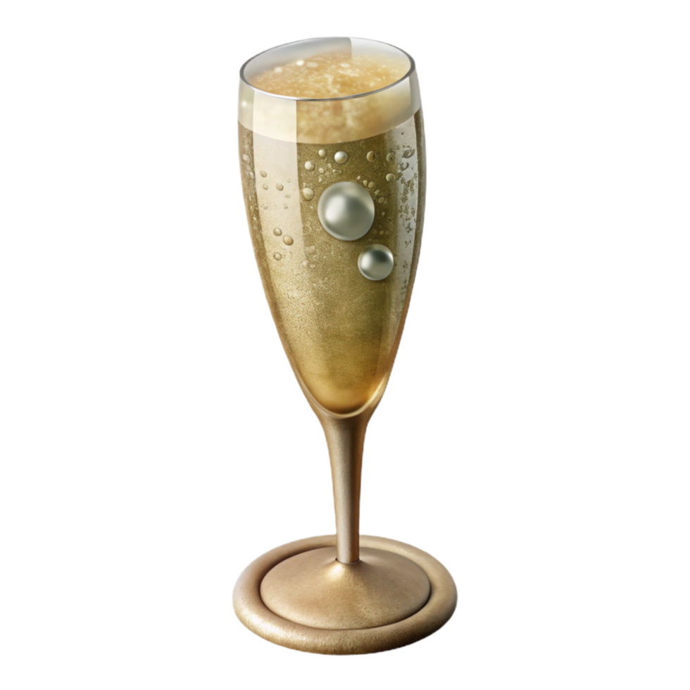 magnificent rustic Champagne Flute Isolated with Bubbles professional png