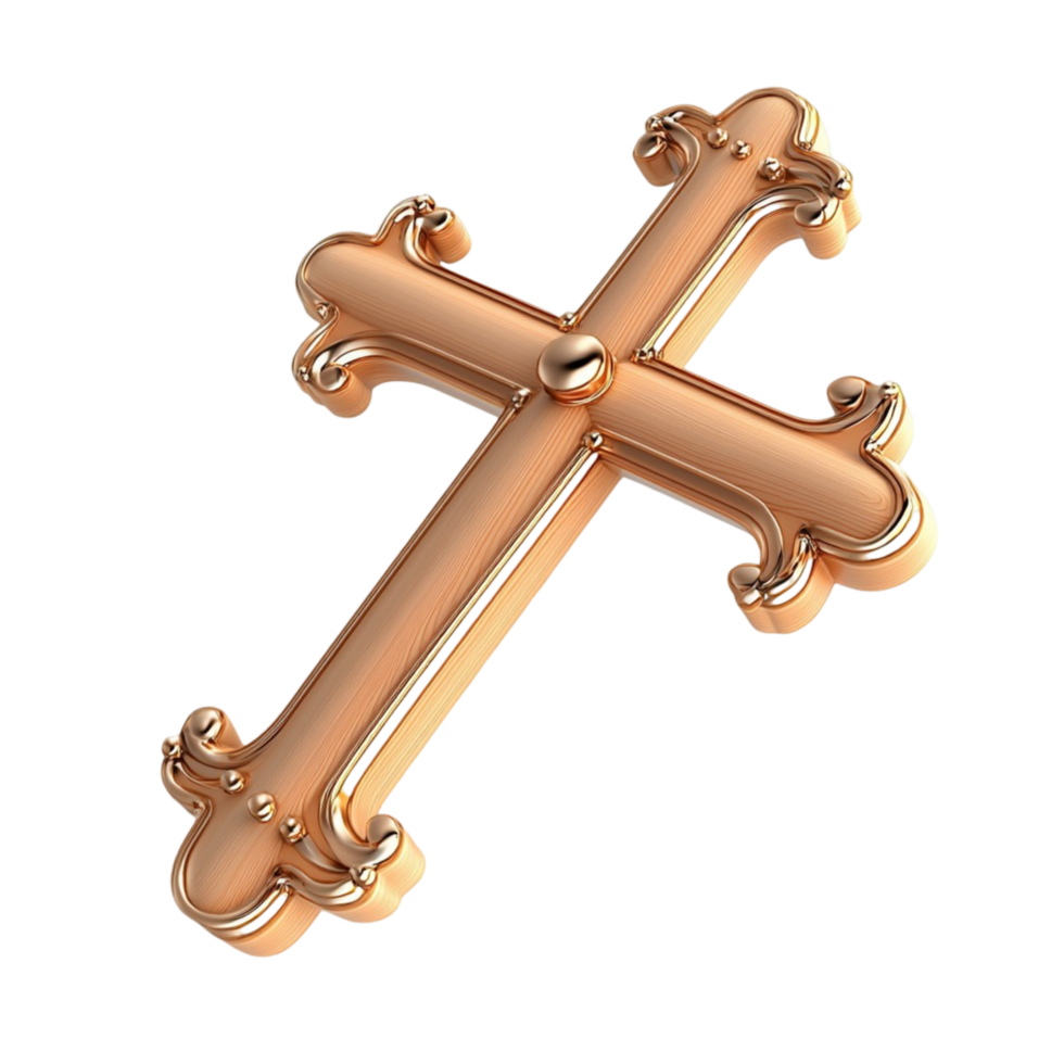 golden cross with intricate details symbolizes faith and devotion png