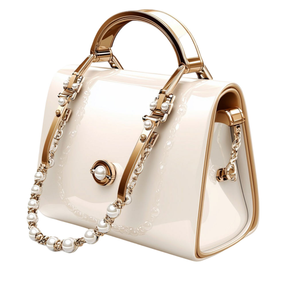 white handbag with golden accents exudes sophistication and style png