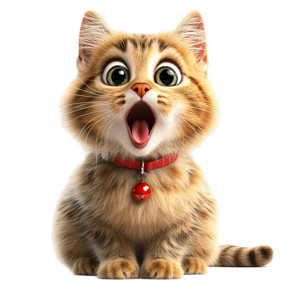 Cute surprised kitten with a red collar melts hearts with its charm png