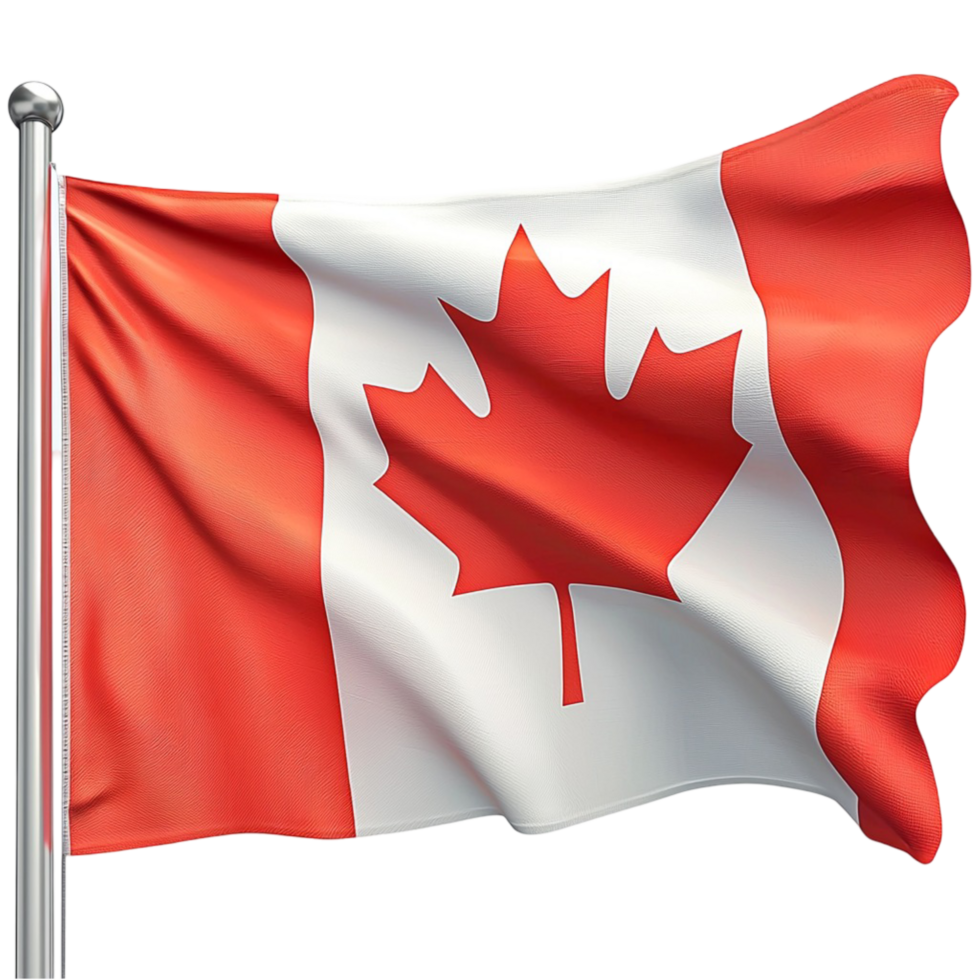 Waving Canadian flag with a red maple leaf symbolizes national pride png