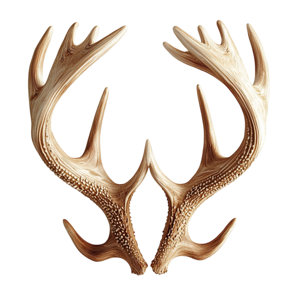 Large symmetrical deer antlers with a natural texture showcase wild beauty png