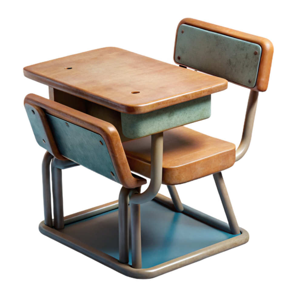 wonderful minimalist Classroom Desk and Chair Front Angle Cutout detailed png