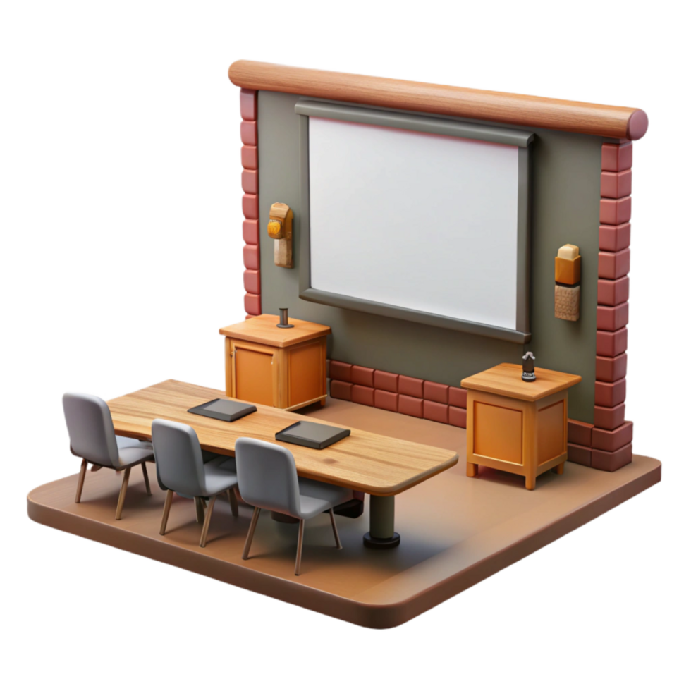 extraordinary modern Classroom with Projector Screen Cutout with Side View premium png