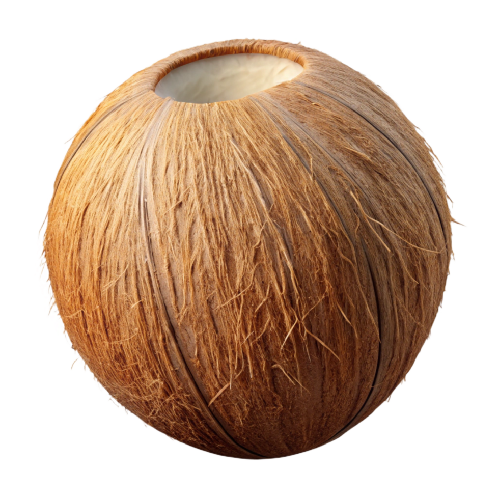 stunning rustic Coconut Whole Brown Cutout with Hairy Shell 4K png