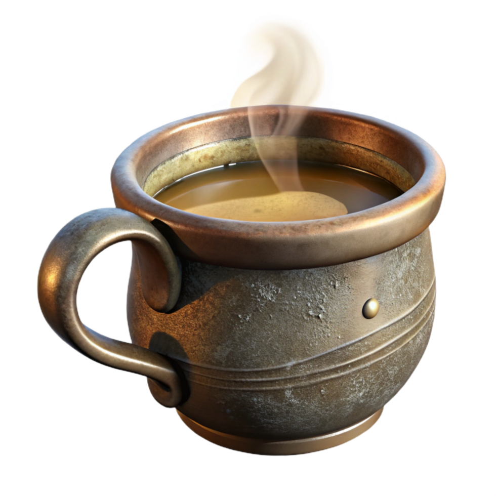 vibrant classic Cup of Hot Coffee with Steam Isolated premium png