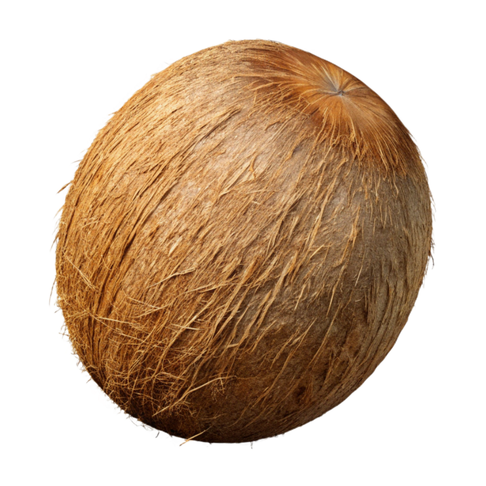 elegant classic Coconut Whole Brown Cutout with Hairy Shell premium png