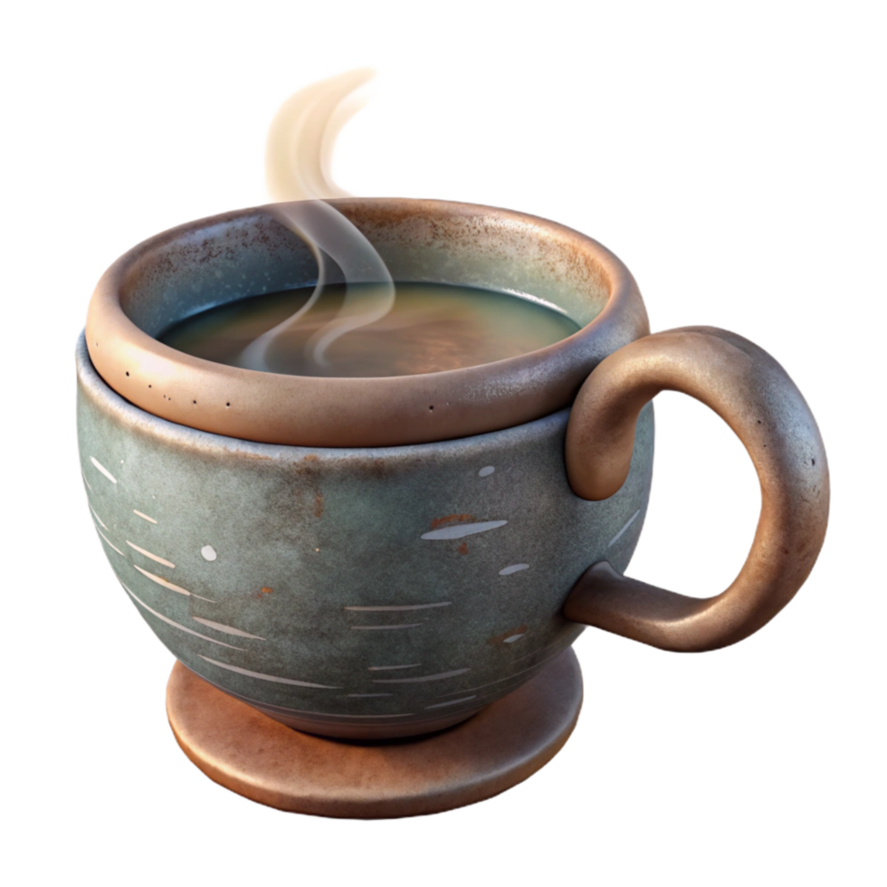 vibrant rustic Coffee Cup with Steam White Ceramic Isolated high resolution png