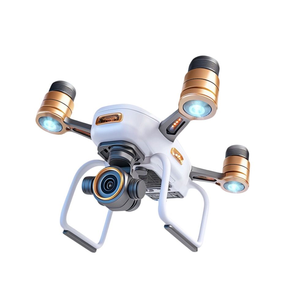 Advanced flying drone with powerful cameras showcases aerial technology png