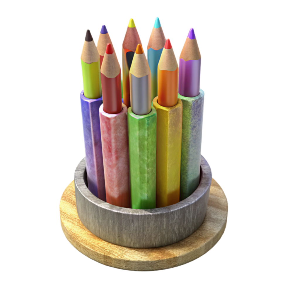 extraordinary artistic Colored Pencils in a Stand Transparent professional png