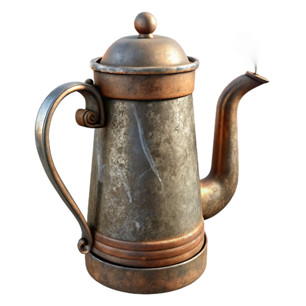 elegant traditional Coffee Pot Isolated with Steam genuine png