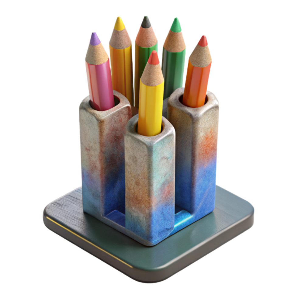 serene traditional Colored Pencils in a Stand Transparent genuine png