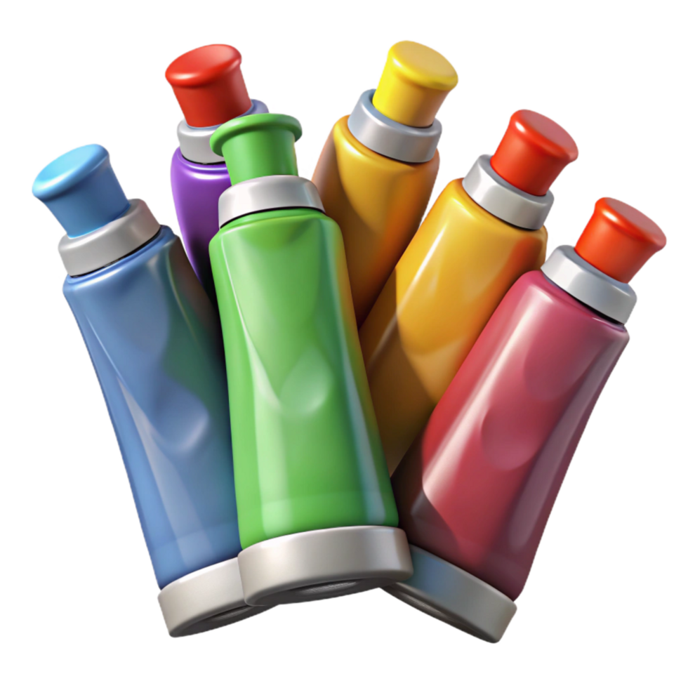 serene rustic Colorful Acrylic Paint Tubes Isolated genuine png