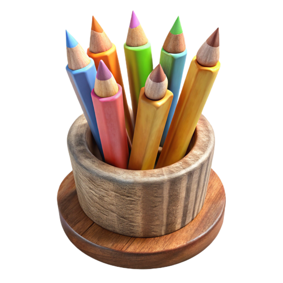 elegant vintage Colored Pencils in a Stand Transparent original png