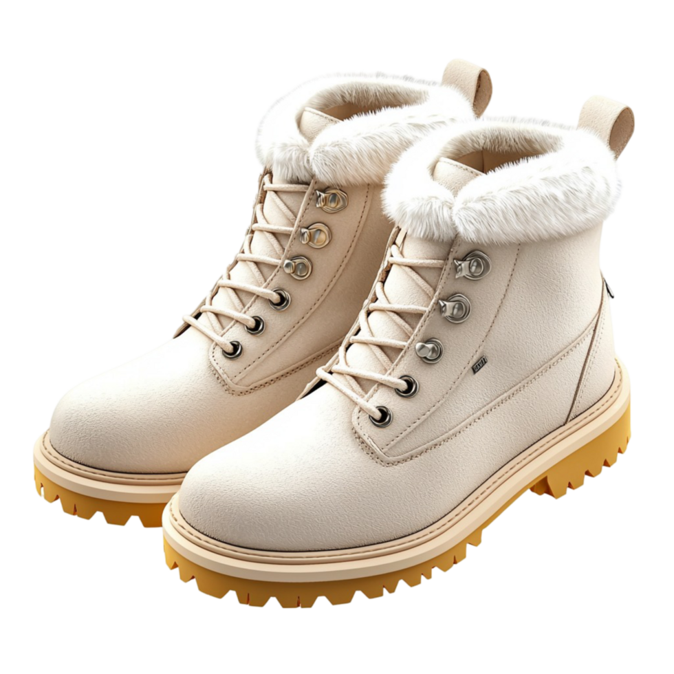 white winter boots with fur lining provide warmth and seasonal fashion png