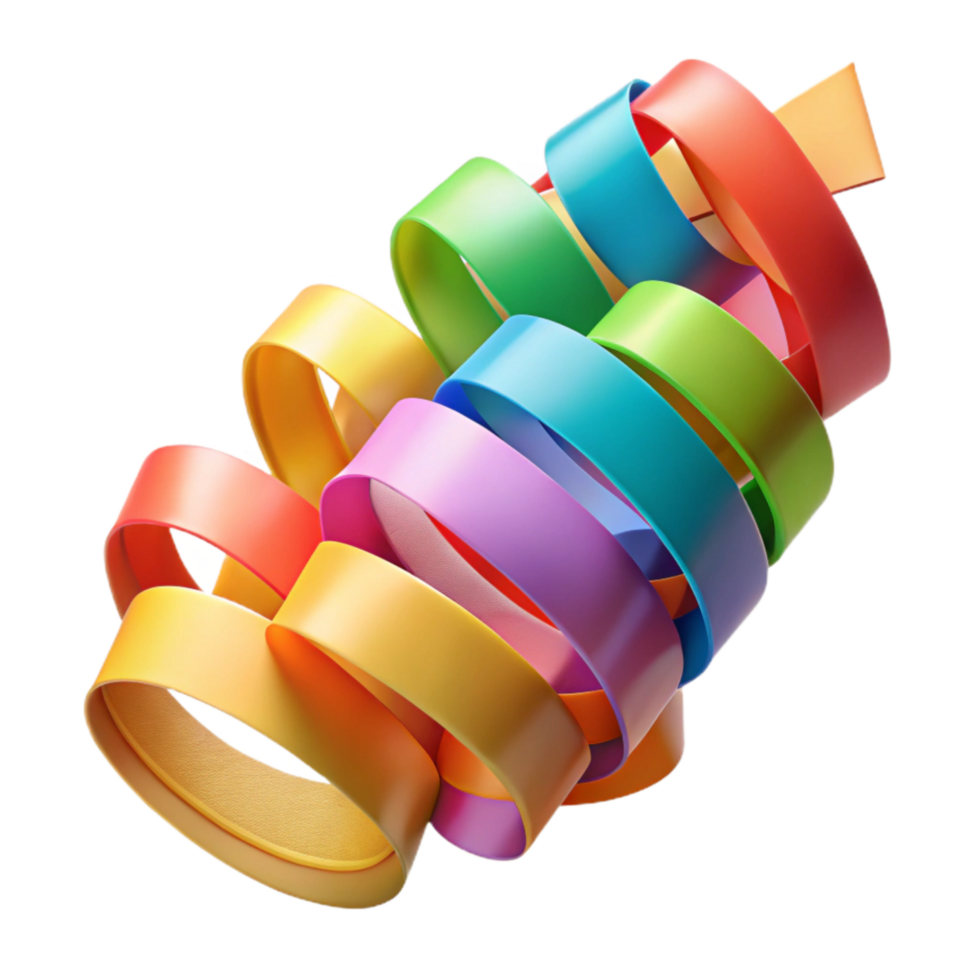 impressive artistic Colorful Paper Streamers Transparent Background high resolution png