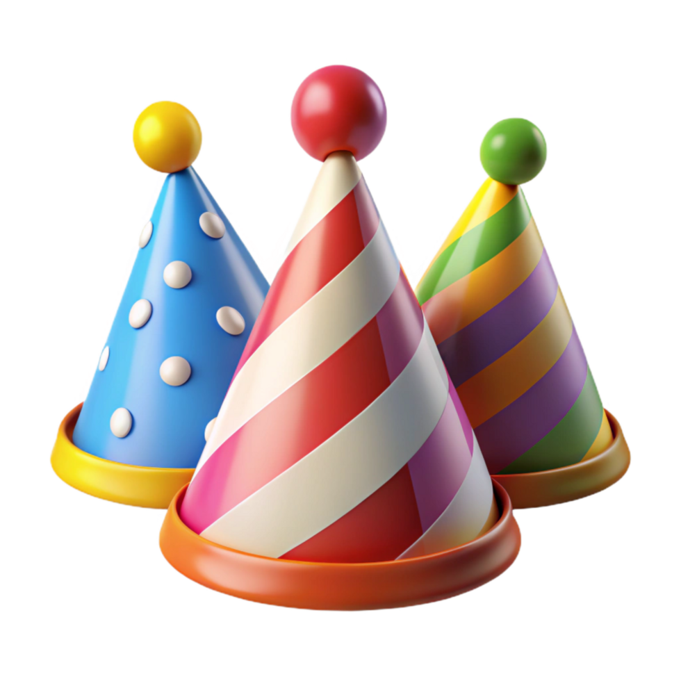 vibrant rustic Colorful Party Hats Set Transparent professional png