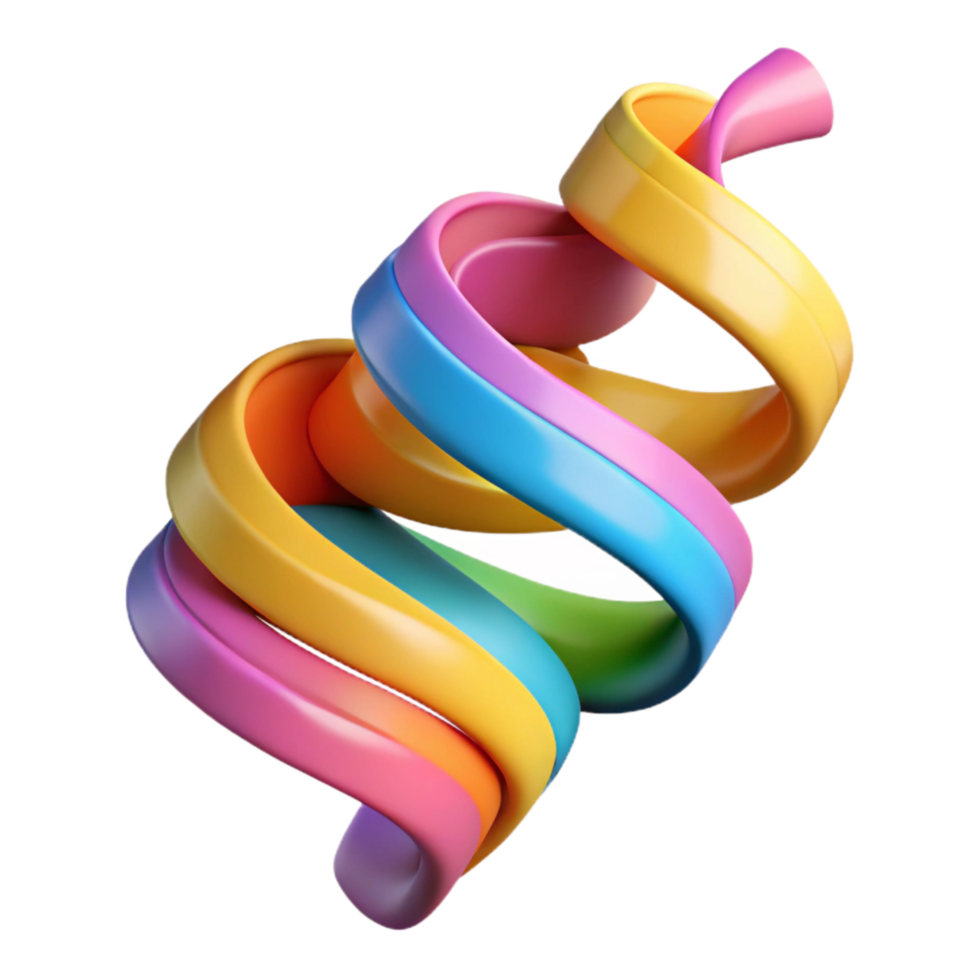 serene minimalist Colorful Party Streamers Wavy Design Cutout premium png