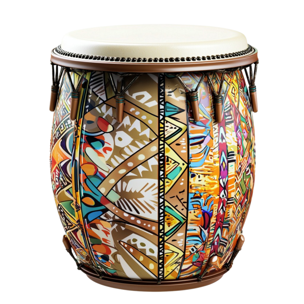 Traditional handed African drum symbolizes rhythm and cultural heritage png
