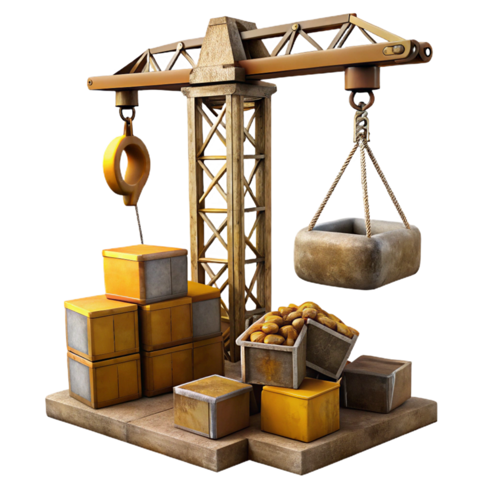wonderful abstract Construction Crane Lifting Materials Isolated Image high resolution png
