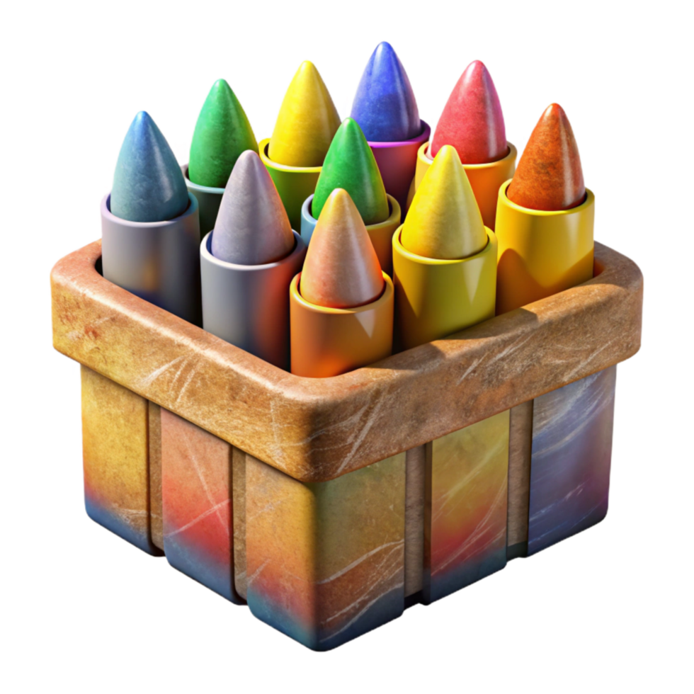 extraordinary traditional Crayons in a Box Isolated Element high resolution png