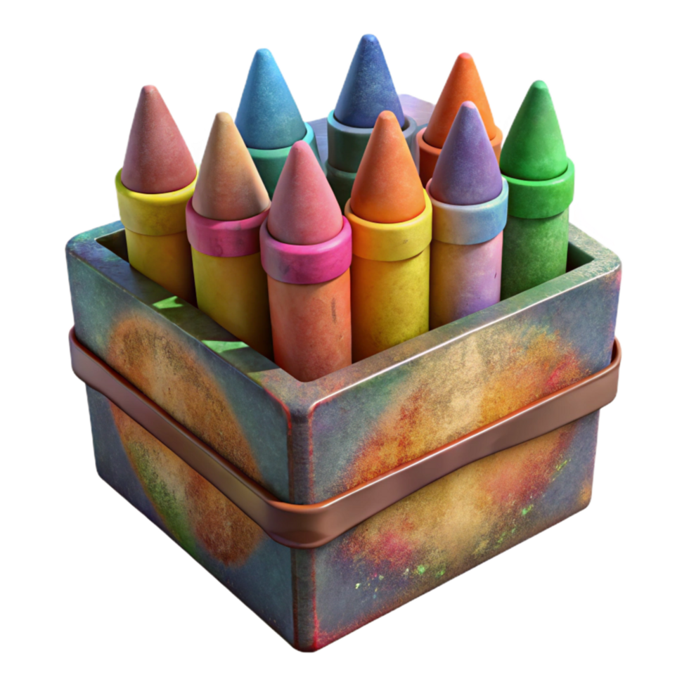 magnificent artistic Crayons in a Box Isolated Element high quality png