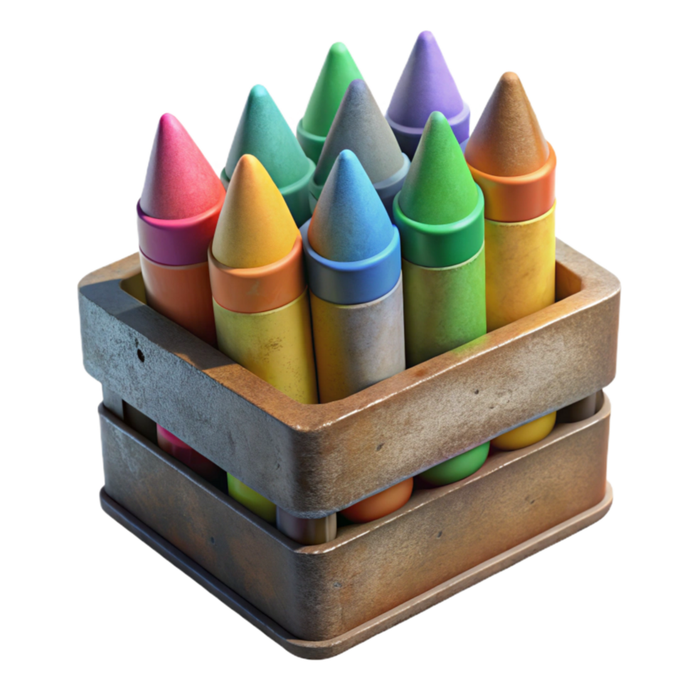 extraordinary minimalist Crayons in a Box Isolated Element original png