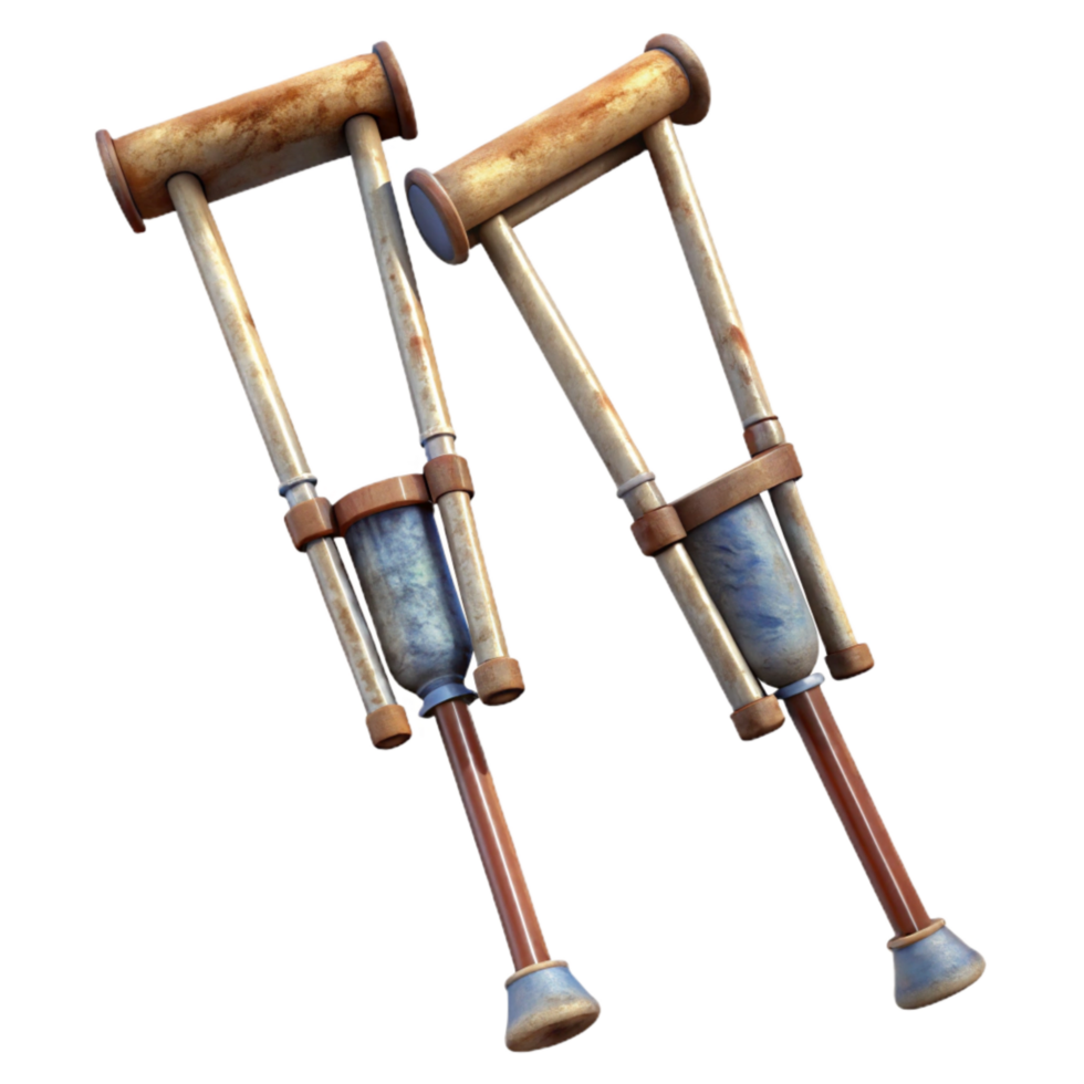 dramatic classic Crutches Pair Aluminum Frame Cutout high quality png