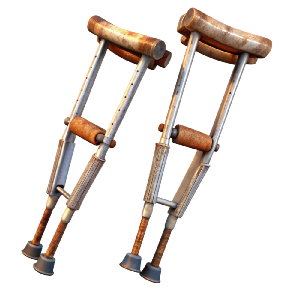 impressive rustic Crutches Pair Aluminum Frame Cutout 4K png