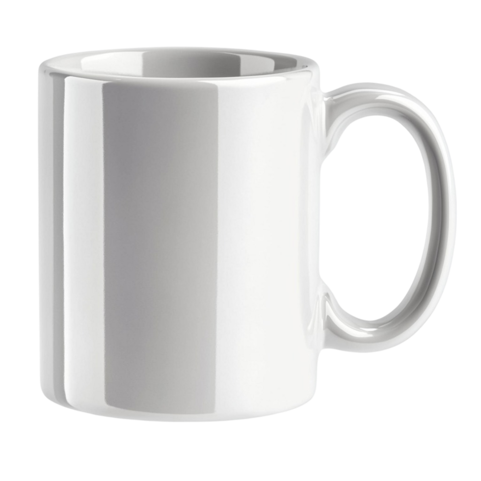 Plain white ceramic mug with a handle png