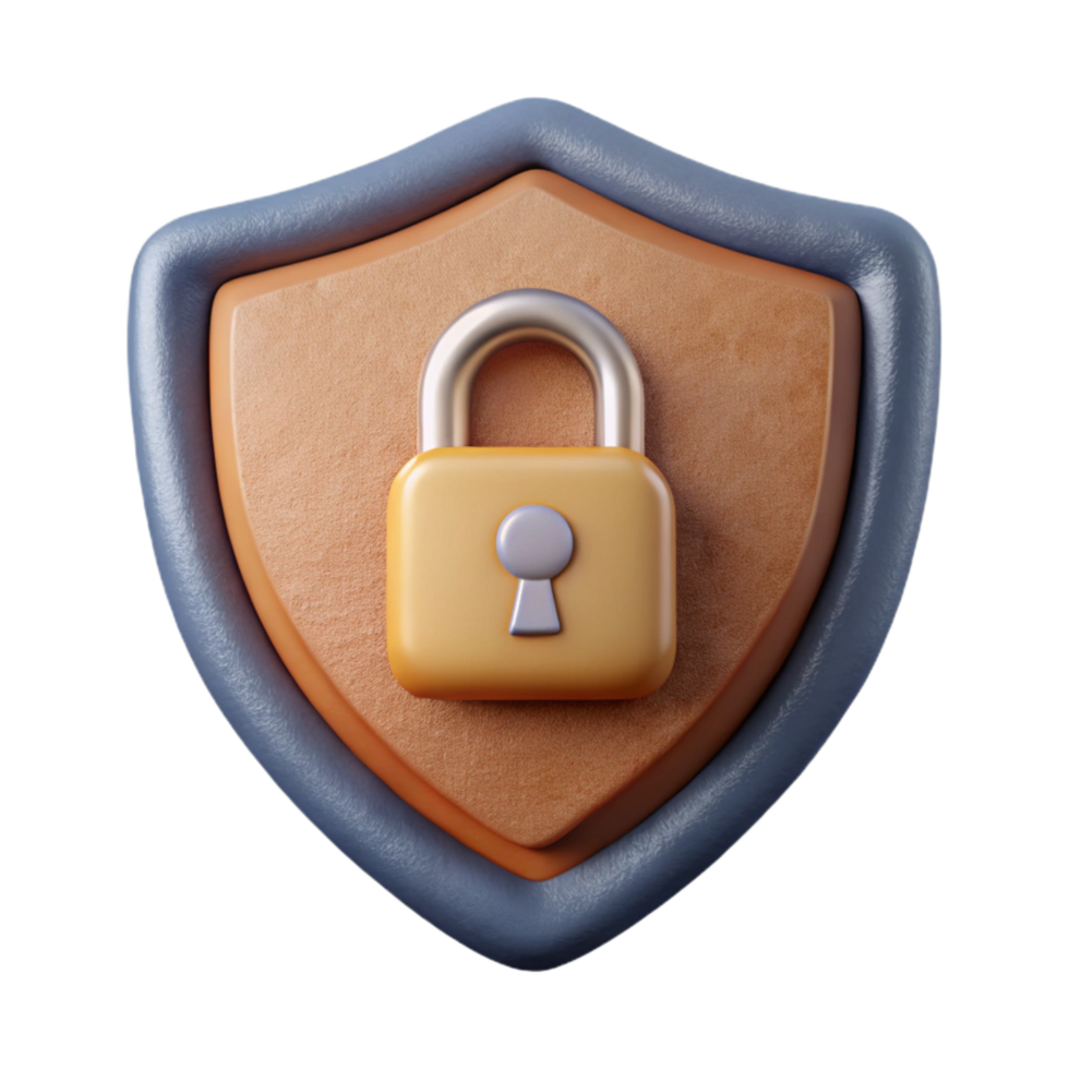 magnificent classic Cybersecurity Lock Icon with Shield Cutout professional png