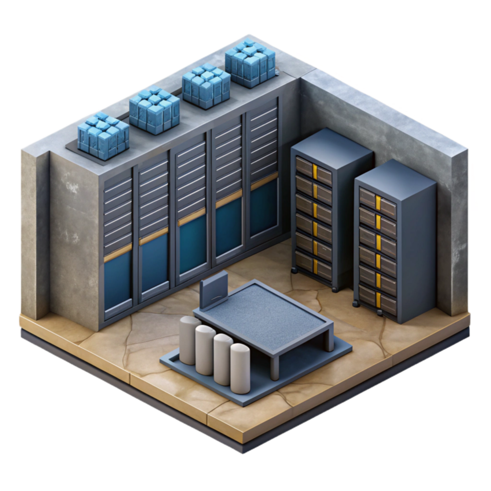 beautiful classic Data Center Server Room Isometric View Cutout professional png